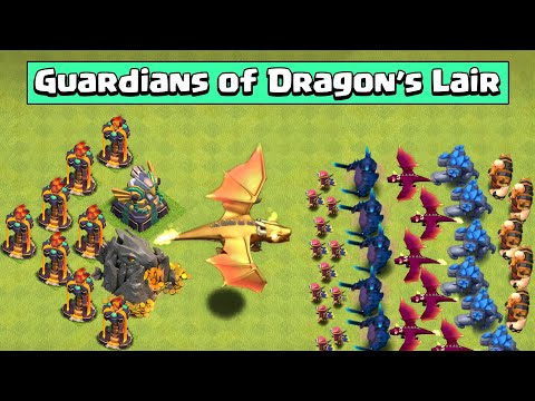 DRAGON'S LAIR VS FULL ARMY OF ALL TROOP | CLASH OF CLANS