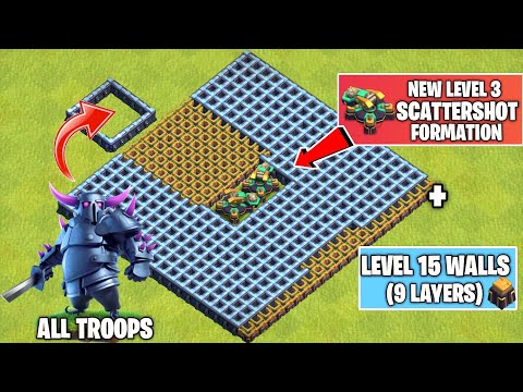 New Level 3 ScatterShot Formation Vs Every Troop | Th14 Update | Clash of clans